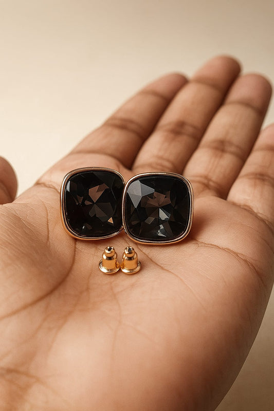 Classic Crystal Stud Earrings – Gold Trim