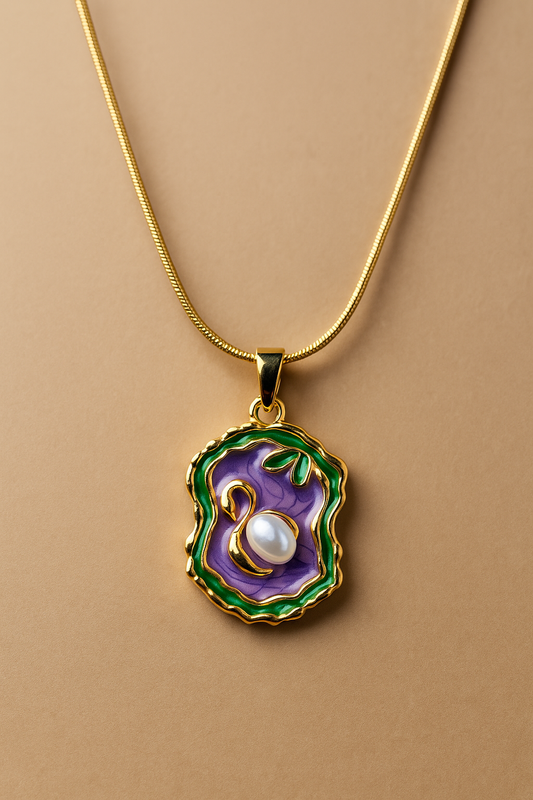 Elegant Swan Pearl Pendant Necklace