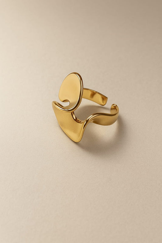 Golden Wave Sculptural Ring