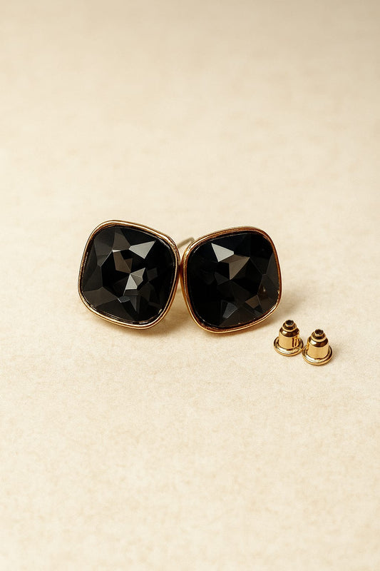 Classic Crystal Stud Earrings – Gold Trim