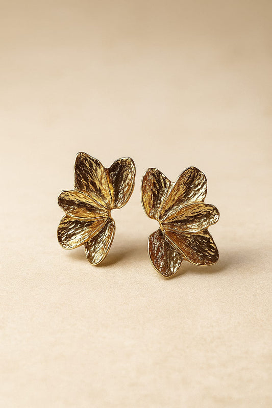 Elegant Gold-Plated Floral Stud Earrings