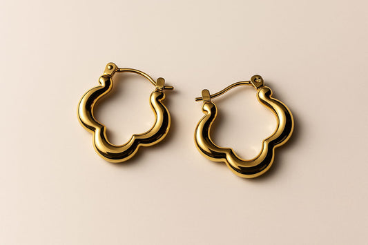 Bold Cloud-Shaped Gold Hoop Earrings