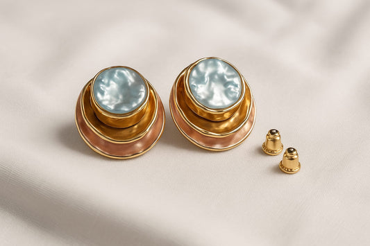 Layered Pearl-Inspired Artistic Stud Earrings