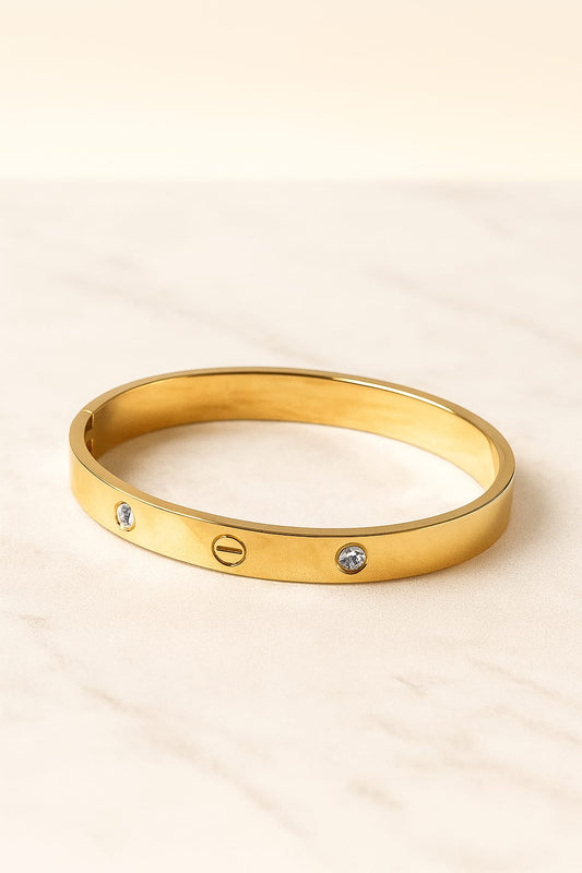 Elegant Gold Plated Bangle with Crystal Accents