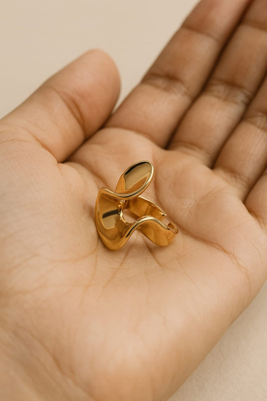 Golden Wave Sculptural Ring