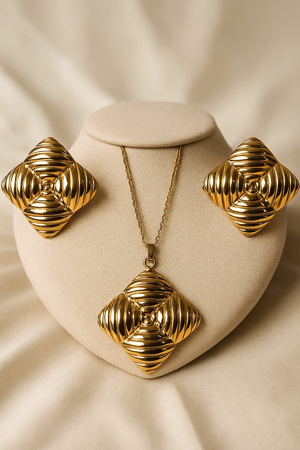 Elegant Gold-Toned Statement Jewelry Set – Necklace & Earrings
