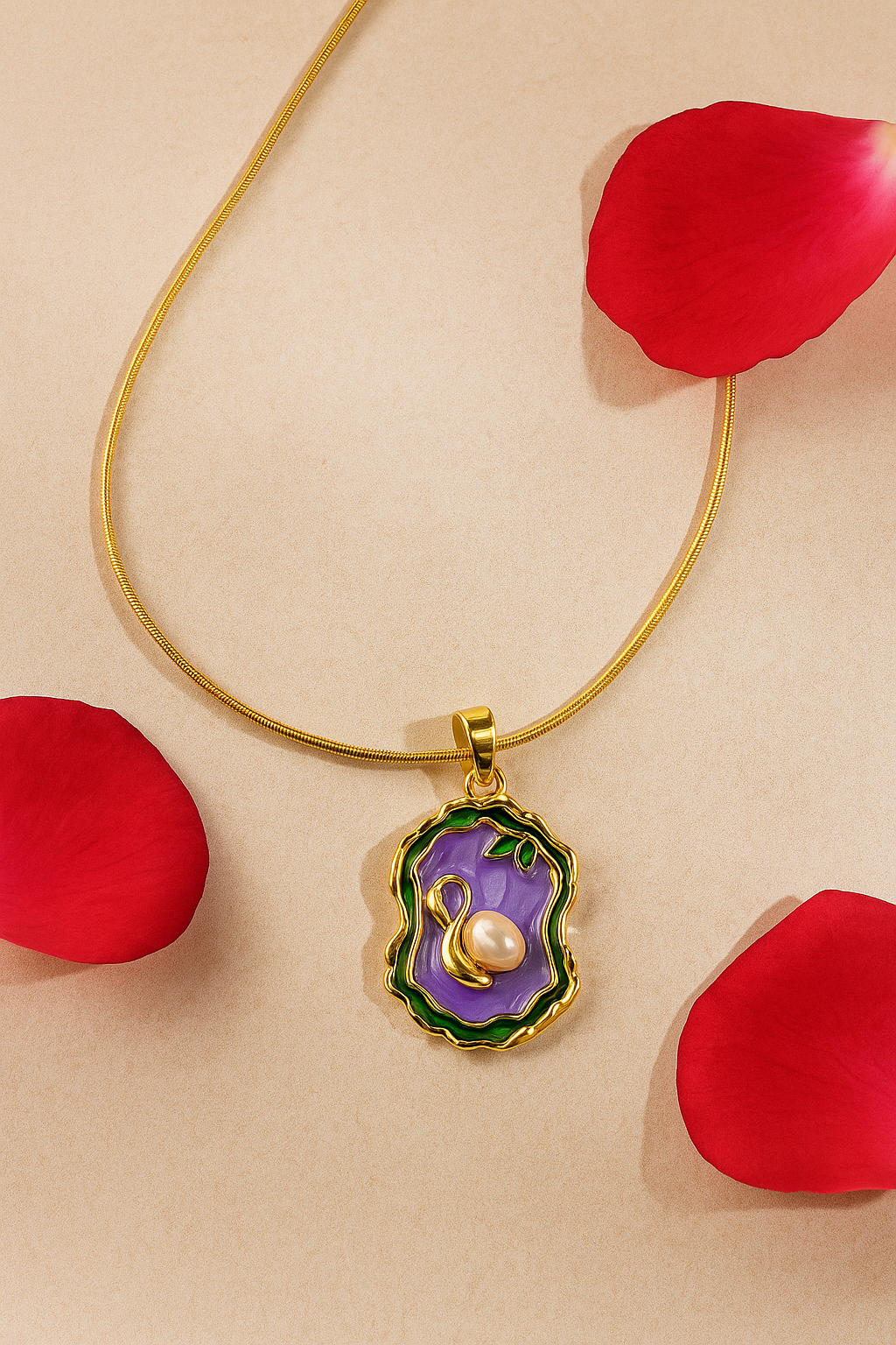 Elegant Swan Pearl Pendant Necklace