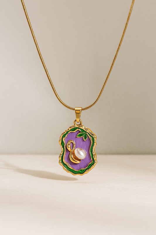 Elegant Swan Pearl Pendant Necklace